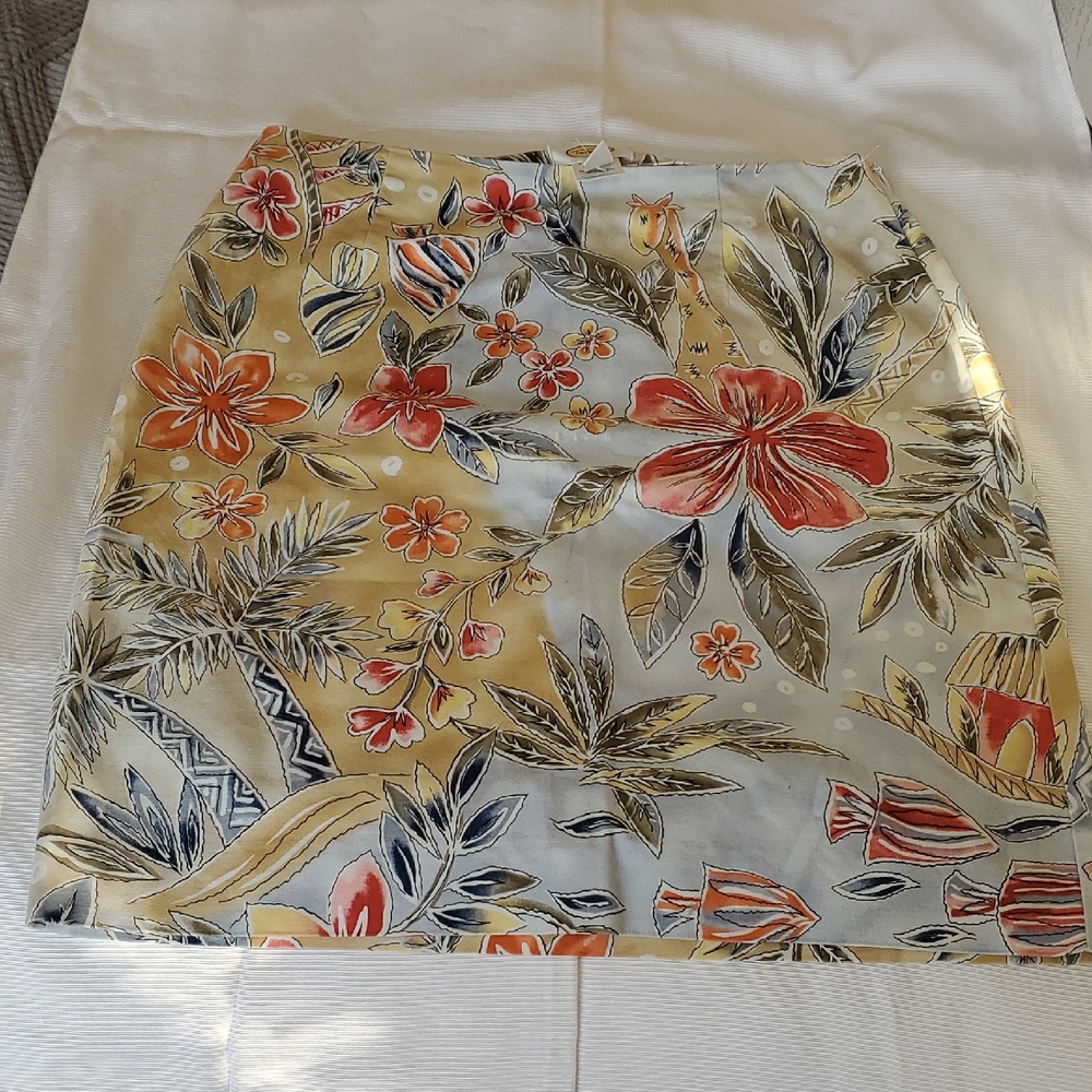 Talbots Multicolor Floral & Animal Pencil Skirt